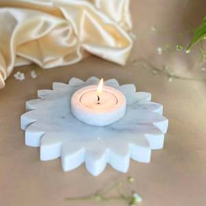 Marbre blanc Yin Yang en forme de bougeoir chauffe-plat ensemble 2 pièces centre de table décoratif de noël anniversaire anniversaire - Product Image 6