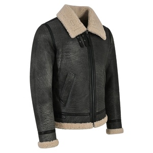Hommes de B3 Bomber en peau de Mouton En Cuir Veste En Peau de Mouton Cru Style Hiver Chaud En Fausse Fourrure Veste - Product Image 2