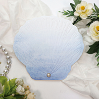 Tarjeta Premium en forma de concha de doble capa con relieve y tarjeta de menú de boda de acrílico transparente con decoración de perlas para boda