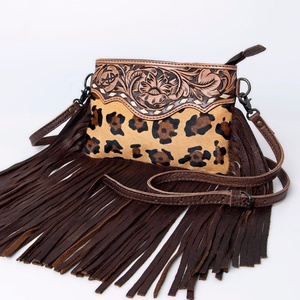 Bolso cruzado de cuero de vaca de alta calidad, bolso cruzado de estilo occidental, bolso de vaquera occidental con flecos - Product Image 1
