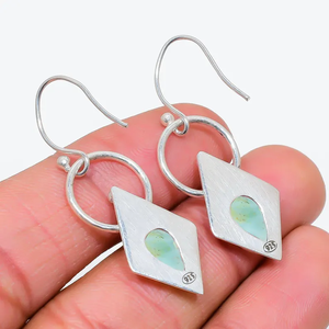 Vente chaude 925 Sterling Silver Fine Jewelry Boucles D'oreilles Naturel Larimar Gemstone Drop Dangle Main Boucle D'oreille Cadeau pour Elle - Product Image 4