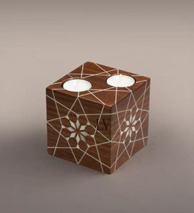 Top Selling New Design Mother of Pearl Inlaid <b>Wood</b> Candle Holder Home Decor Accessories Handcrafted From India - Product Image 4
