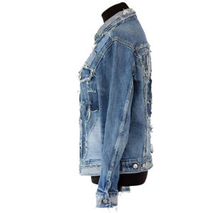 Chaqueta Vaquera Azul Personalizable para Mujer 2024, Chaqueta de Manga Larga con Bolsillos Grandes, Estilo Universitario y Blazer, Abrigo para Mujer - Product Image 3