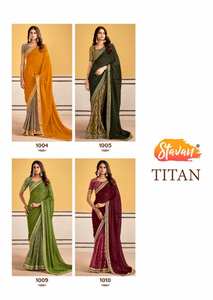 Stavan Titan Georgette Broderie Bordure Saree Collection Styles d'hiver modernes Catalogue complet disponible Tarifs de gros Indien - Product Image 6