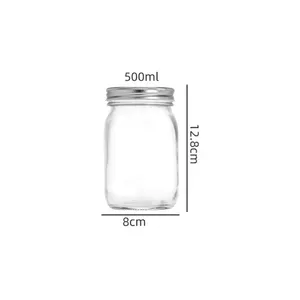 Bán Buôn 4Oz 8Oz 16Oz Rõ Ràng Vòng Glass Mứt Lọ Thủy Tinh Với Kim Loại Nắp Lưu Trữ Dưa Chua Jar Cho Thực Phẩm