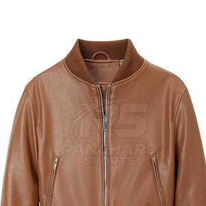 Chaqueta Bomber de Cuero Premium, Elegante, Moderna, Cómoda, Chaqueta Bomber de Cuero, Moderna, Suave, Cálida, Informal - Product Image 3