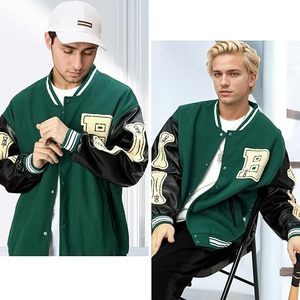 2025 nouveau Style américain hommes varsité veste laine corps Baseball Bomber veste avec Logo avant Vintage unisexe - Product Image 2