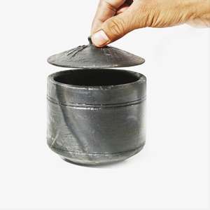 Handmade Stylish Terracotta <b>200ml</b> Candle Jar Modern Design Sustainable Storage <b>Bottle</b> Kitchen Cover Conditiments Food Spice - Product Image 3