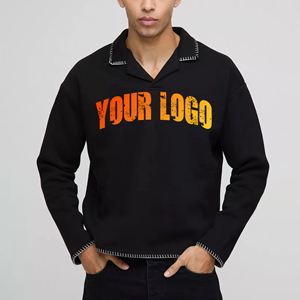 Recién llegado 2025 camiseta Polo de manga larga con cuello Revere para hombres 100% algodón holgado ajuste personalizado impreso hip hop polos - Product Image 1