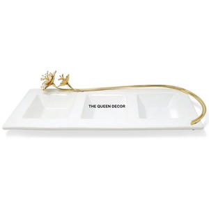 Bol décoratif en métal aluminium de forme unique, oiseaux dorés, bol à nourriture et à fruits en métal et verre luxueux - Product Image 5