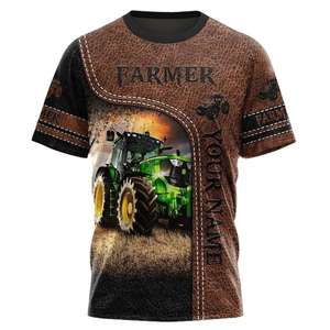 3D tracteur impression hommes t-shirt été tendance agriculteur uniforme mode surdimensionné T-shirt loisirs col rond hauts 2025 - Product Image 4