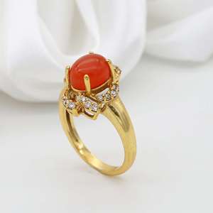 ขายส่ง Dainty ทองชุบสีแดงปะการังวงรีออกแบบแหวน April พลอยราศีเกิดสำหรับผู้หญิงเพทายเครื่องประดับของขวัญของเธอ - Product Image 4