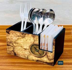 Elegante Porta Cubiertos de Madera MDF, Diseño Clásico, Decoración para Vajilla, Accesorios de Cocina y Porta Servilletas - Product Image 4