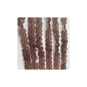 Premium 8-Inch Strand Briolette Heart Shape <b>Stone</b> <b>Beads</b> 7mm Natural Pink Strawberry Quartz Faceted for Jewelry Making Customized - Product Image 1
