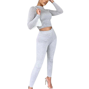 Women's 2-Piece <b>Seamless</b> Yoga Outfit High-Waisted <b>Leggings</b> and Crop Top Solid Pattern Gym Clothes Workout Sets - Product Image 4