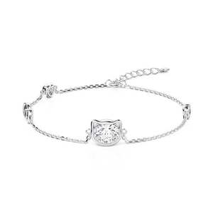 สร้อยข้อมือเงินแท้รูปแมวน่ารักประดับโบว์ของ Jeulia - Product Image 4