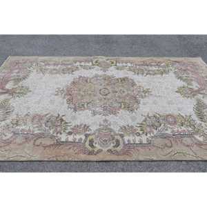 พรมวินเทจขนาด 5.6x9.6 ฟุต พรมตุรกี พรมขนสัตว์สีขาวล้วน - Product Image 2