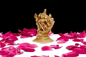 Beautifully <b>Crafted</b> Brass Mahisasur Mardini Idol Polished Religious Figurine for Home Decor with Gravure Printing Showpiece - Product Image 2