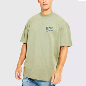 T-shirts surdimensionnés pour hommes de qualité supérieure, 100% coton tricoté, poids lourd, toucher doux, respirant, écologique, mode urbaine moderne - Product Image 1