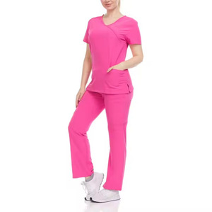 Conjuntos de uniformes de enfermería al por mayor de alta calidad para mujeres, médicos y enfermeras, uniformes de verano para Hospital, modelo OEM transpirable - Product Image 3