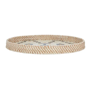 Plateau de service rond unique en rotin MOP, plateau en rotin écologique avec nacre pour la décoration de table, maison en provenance du Vietnam - Product Image 3