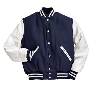 Chaquetas universitarias moradas de cuerpo de mezcla de lana de alta calidad, mangas blancas personalizadas, Parche de chenilla con botones, bombardero universitario para hombres - Product Image 5