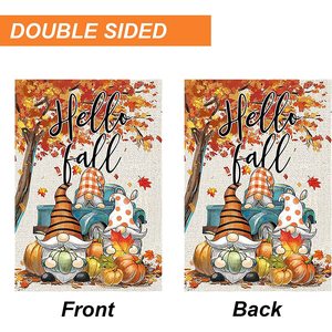 Pack of 2 Happy Fall <b>Garden</b> <b>Flag</b> 12x18 Inch Double Sided, Autumn Gnome Pumpkin Maple Leaves Yard <b>Flags</b> for Farmhouse Porch - Product Image 4
