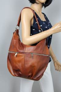 Vente chaude Dames Loisirs Grande Capacité Cire À L'huile En Cuir Véritable Hobo Fourre-Tout Sacs À Main LHB-0212 Fermeture À Glissière pour Femmes Filles - Product Image 6