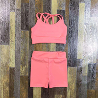 Conjunto de Leotardo de Ballet para Niñas, Conjunto de Top Corto con Tirantes y Pantalones Cortos para Gimnasia, Entrenamiento, Yoga, Deporte, Danza, Ropa de Actuación en Escenario