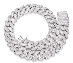 Cadena de eslabones cubanos de moissanita, collar de plata de ley 925, joyería de Hip Hop, regalo de joyería personalizado para mujeres y hombres - Product Image 1