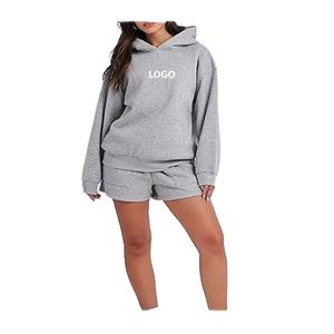 Conjunto de Dos Piezas de Sudadera con Capucha y Pantalones Cortos para Mujer, Talla Grande, Cómodo, Estampado Suave, Nuevo, para Primavera 2026 - Product Image 1