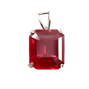 Pendentif Breloque en Argent Sterling 925 avec Rubis Taille Émeraude 14x12mm, Plaqué Or 18K, Classique, avec Certification d'Expertise, pour Femme, Fiançailles - Product Image 6