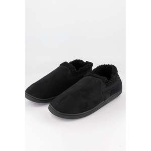 Pantofole da uomo Gold Toe calde in finta pelle scamosciata, a doppio strato, con punta chiusa, nere, taglia M (7-8), per uso domestico, con soletta in cotone TPR, per la stagione invernale - Product Image 2