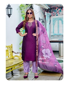 Traje de Seda Rangoli de Diseñador con Dupatta Digital, Conjunto de Ropa para Mujer, Traje Festivo para Bodas, Fiestas y Celebraciones - Product Image 1