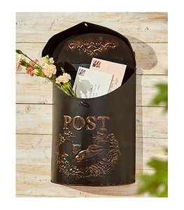 Cajas colgantes de hierro galvanizado para jardín, caja de poste decorativa con montaje en pared, color rojo antiguo - Product Image 5