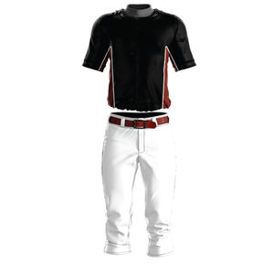 Uniforme de baseball personnalisé pour homme, maillot bleu à manches courtes sublimé avec fermeture boutonnée et pantalon assorti, tissu respirant - Product Image 3