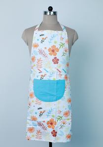 Tablier de cuisine sans manches en coton de haute qualité imprimé floral et feuilles pour la cuisine à domicile - Product Image 2