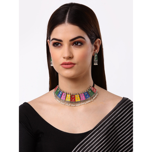Meenakari Oxidised <b>Choker</b> for Party Wear - Product Image 2