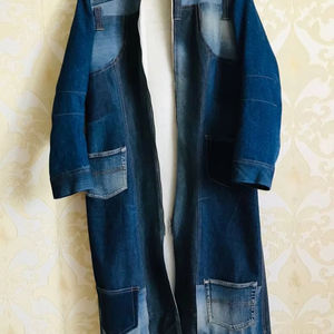 Veste longue en denim de haute qualité pour femme - Product Image 1