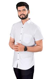Wholesale <b>Men</b> <b>White</b> <b>Satin</b> Short Sleeve Collared <b>Shirt</b> Breathable Anti Wrinkle Professional Summer Casual Work Wear - Product Image 3