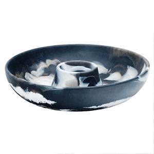 Bol de service en résine décorative écologique d'origine indienne, noir, blanc, marron, fait à la main, passe au lave-vaisselle, poli, pour les fêtes - Product Image 2