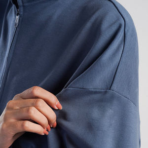 Sweat-shirt à capuche pour femme, manches longues, 100% coton, anti-boulochage, fermeture éclair intégrale, trous pour les pouces, coupe-vent, épais, vêtements d'extérieur, entraînement - Product Image 6