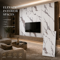 Panel de Pared de PVC Moderno con Diseño Abstracto de Mármol Azul Grisáceo MORLENX, Lámina de Mármol UV para Decoración de Interiores