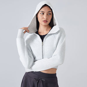 2025 en plein air femmes pull à capuche respirant fermeture éclair actif sweat à capuche coupe ajustée pouce trou coupe-vent polaire chaud sweats à capuche pour les femmes - Product Image 5