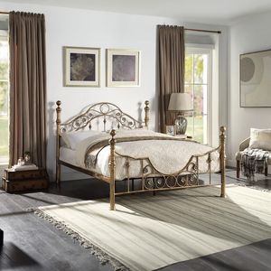 Elegant brass <b>bed</b> frame <b>vintage</b> inspired look for stylish bedroom decor with solid metal build timeless appeal - Product Image 6