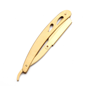 Poignée de galvanoplastie rasoir droit de barbier manuel couteau de rasage Oem rasage barbe rasoir pour hommes avec lame de sécurité - Product Image 5