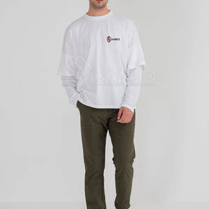 T-shirt double couche pour hommes les plus vendus 100% coton à séchage rapide et vêtements décontractés respirants - Product Image 6