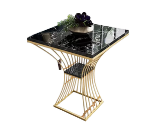 Table d'appoint moderne personnalisée avec plateau en marbre noir pour la maison et l'hôtel Table d'appoint élégante au design pour la décoration du salon - Product Image 1