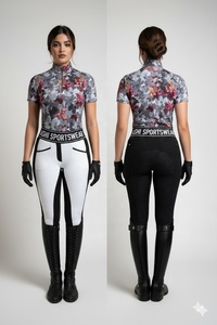 Leggings de equitación para mujer, cintura media, de spandex/poliéster, con agarre de silicona, elásticos, duraderos, para entrenamiento deportivo, personalizables, impermeables - Product Image 6