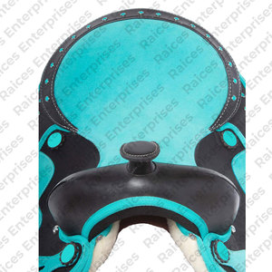 Sillín de caballo inglés de cuero genuino Premium con estampado de logotipo personalizado 2025, sillín de carreras occidental con tamaño personalizado - Product Image 5